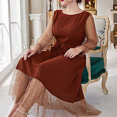 Robe grande taille à taille élastique et coutures